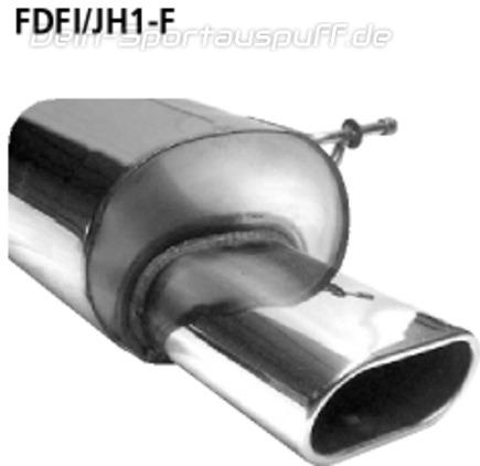 Bastuck Edelstahl Sportauspuff inkl. Verbindungsrohr Ford Fiesta JH1 JD3 Bj.01-08 135x75mm flachoval eingerollt abgeschrägt ohne Absorber