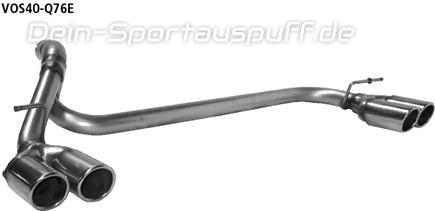 Bastuck Edelstahl Duplex Racing-Komplettanlage ab Kat Volvo S40 u. V50 4 Zylinder je 2x76mm rund eingerollt abgeschrägt ohne Absorber
