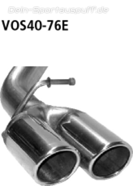 Bastuck Edelstahl Racing-Komplettanlage ab Kat Volvo S40 u. V50 4 Zylinder Diesel mit DPF 2x76mm rund eingerollt abgeschrägt ohne Absorber