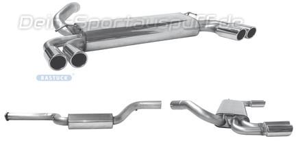 Bastuck Edelstahl Duplex Sportauspuff-Komplettanlage ab Kat Volvo S40 5 Zyl. inkl. Turbo je 2x76mm rund eingerollt abgeschrägt ohne Absorber