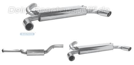 Bastuck Edelstahl Duplex Sportauspuff-Komplettanlage ab Kat Volvo S40 5 Zyl. inkl. Turbo je 90mm rund eingerollt abgeschrägt mit Absorber