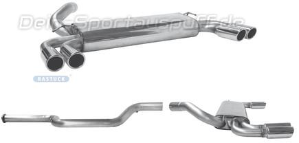 Bastuck Edelstahl Duplex Racing-Komplettanlage ab Kat Volvo S40 5 Zyl. inkl. Turbo je 2x76mm rund eingerollt abgeschrägt ohne Absorber