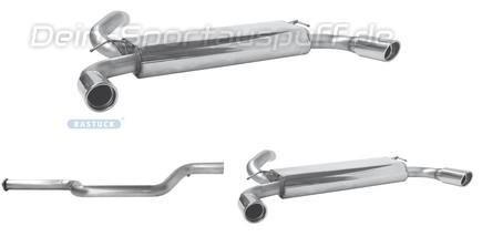 Bastuck Edelstahl Duplex Racing-Komplettanlage ab Kat Volvo S40 5 Zyl. inkl. Turbo je 90mm rund eingerollt abgeschrägt mit Absorber