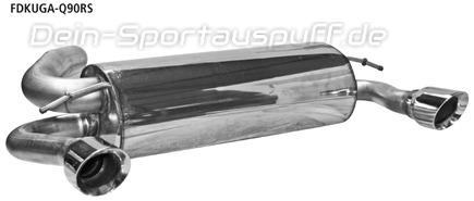Bastuck Edelstahl Duplex Sportauspuff-Komplettanlage ab Kat Ford Kuga je 90mm rund scharf abgeschrägt ohne Absorber