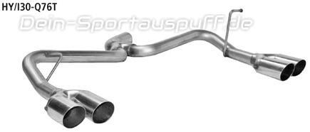 Bastuck Edelstahl Duplex Racing-Komplettanlage ab Kat Hyundai i30 Benziner je 2x76mm rund scharf abgeschrägt ohne Absorber