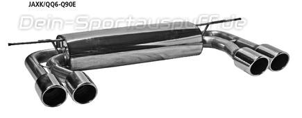 Bastuck Edelstahl Duplex Racing-Komplettanlage ab Kat Jaguar XK u. XKR Typ QQ6 Coupe+Cabrio ab Bj.06 je 2x90mm rund eingerollt abgeschrägt ohne Absorber