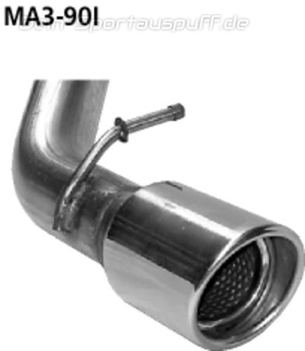 Bastuck Edelstahl Sportauspuff inkl. Verbindungsrohr Mazda 3 BK 2.0l Benziner 90mm rund eingerollt abgeschrägt mit Absorber