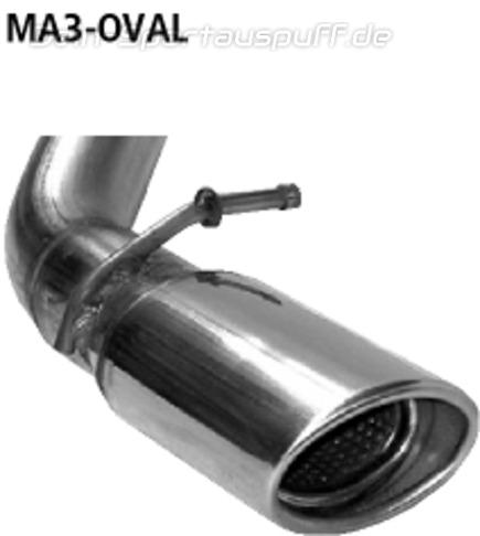 Bastuck Edelstahl Sportauspuff inkl. Verbindungsrohr Mazda 3 BK 2.0l Benziner 110x70mm oval eingerollt gerade mit Absorber