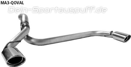 Bastuck Edelstahl Duplex Sportauspuff inkl. Verbindungsrohr Mazda 3 BK 2.0l Benziner je 110x70mm oval eingerollt abgeschrägt ohne Absorber