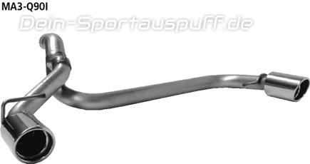 Bastuck Edelstahl Duplex Racing-Komplettanlage ab Kat Mazda 3 BK 2.0l Benziner je 90mm rund eingerollt abgeschrägt mit Absorber