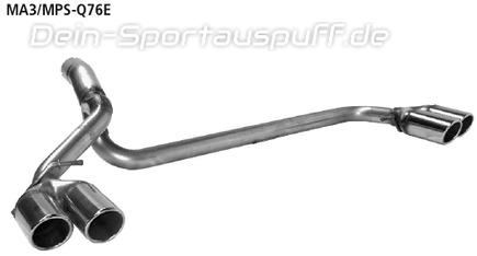 Bastuck Edelstahl Duplex Sportauspuff-Komplettanlage ab Kat Mazda 3 BK MPS je 2x76mm rund eingerollt abgeschrägt ohne Absorber