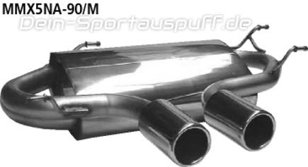 Bastuck Edelstahl Komplettanlage ab Kat Ausgang mittig Mazda MX5 Typ NA Mod. mit VSD 2x90mm rund eingerollt gerade ohne Absorber