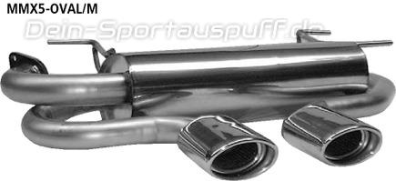 Bastuck Edelstahl Racing-Komplettanlage ab Kat Ausgang mittig Mazda MX5 Typ NB 120x80mm oval eingerollt gerade mit Absorber