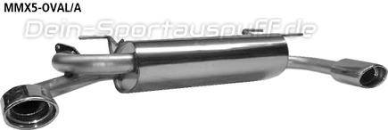 Bastuck Edelstahl Duplex Racing-Komplettanlage ab Kat Mazda MX5 Typ NB je 120x80mm oval eingerollt gerade mit Absorber