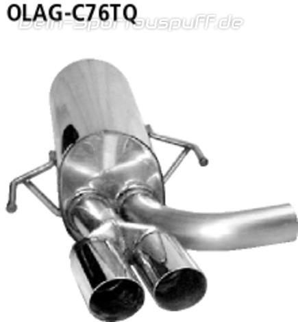 Bastuck Edelstahl Duplex Racing-Komplettanlage ab Kat Opel Astra G Stufenheck, Coupe, Cabrio je 2x76mm rund scharf abgeschrägt ohne Absorber