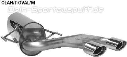 Bastuck Edelstahl Komplettanlage inkl. Kat Ausgang mittig Opel Astra H + GTC Turbo 120x80mm oval eingerollt gerade mit Absorber