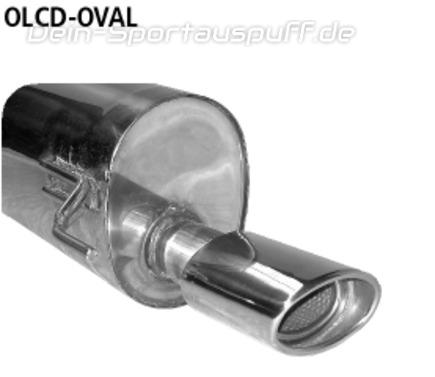 Bastuck Edelstahl Sportauspuff inkl. Verbindungsrohr Opel Corsa D 120x80mm oval eingerollt abgeschrägt mit Absorber