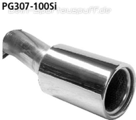 Bastuck Edelstahl Racing-Komplettanlage ab Kat Peugeot 307 Limousine 100mm rund eingerollt gerade mit Absorber