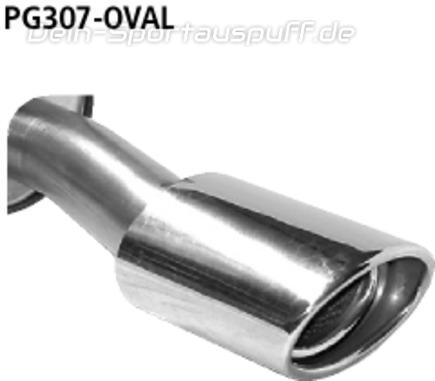 Bastuck Edelstahl Racing-Komplettanlage ab Kat Peugeot 307 Limousine 120x80mm oval eingerollt gerade mit Absorber