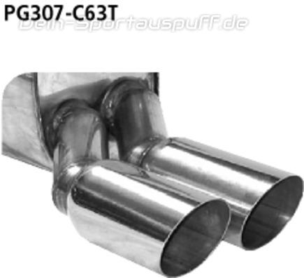 Bastuck Edelstahl Sportauspuff inkl. Verbindungsrohr Peugeot 307 Coupe-Cabrio 2x63mm rund scharf abgeschrägt ohne Absorber