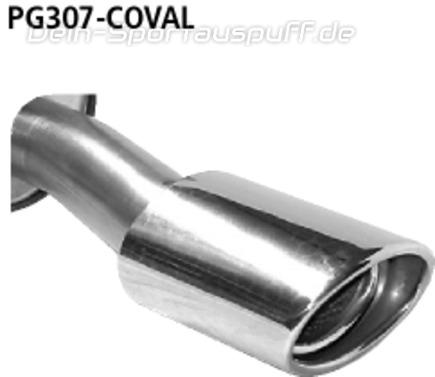 Bastuck Edelstahl Sportauspuff inkl. Verbindungsrohr Peugeot 307 Coupe-Cabrio 120x80mm oval eingerollt gerade mit Absorber