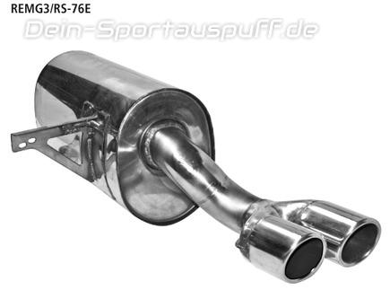 Bastuck Edelstahl Sportauspuff inkl. Verbindungsrohr Renault Megane 3 Turbo 2x76mm rund eingerollt abgeschrägt ohne Absorber