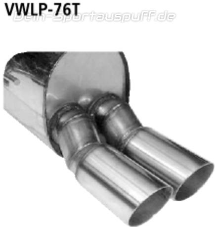 Bastuck Edelstahl Sportauspuff-Komplettanlage ab Kat VW Lupo 2x76mm rund scharf abgeschrägt ohne Absorber