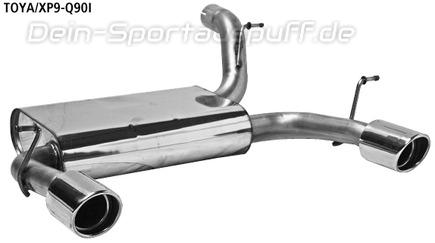 Bastuck Edelstahl Duplex Sportauspuff inkl. Verbindungsrohr Toyota Yaris Typ XP9 inkl. TS je 90mm rund eingerollt abgeschrägt mit Absorber
