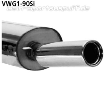 Bastuck Edelstahl Sportauspuff-Komplettanlage ab Kat VW Golf 1 + Cabrio bis Bj.84 90mm rund eingerollt gerade mit Absorber