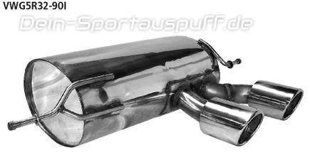 Bastuck Edelstahl Racing-Komplettanlage ab Kat Ausgang mittig VW Golf 6 R 2x90mm rund eingerollt abgeschrägt mit Absorber