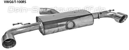 Bastuck Edelstahl Duplex Sportauspuff inkl. Verbindungsrohr VW Scirocco 3 R je 100mm rund scharf abgeschrägt mit Absorber