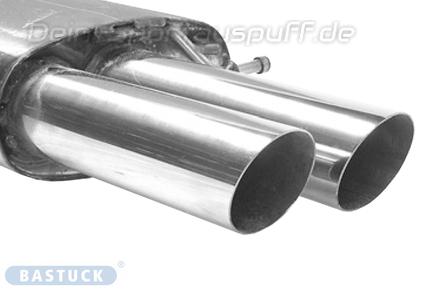 Bastuck Edelstahl Sportauspuff inkl. Verbindungsrohr VW Passat 3C u. 3CC Coupe 2x76mm rund scharf abgeschrägt ohne Absorber