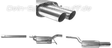 Bastuck Edelstahl Sportauspuff-Komplettanlage ab Kat VW Jetta 1KM Turbo 2x76mm rund scharf abgeschrägt ohne Absorber