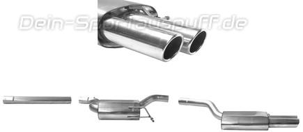 Bastuck Edelstahl Sportauspuff-Komplettanlage ab Kat VW Jetta 1KM Turbo 2x76mm rund eingerollt abgeschrägt ohne Absorber