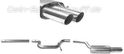 Bastuck Edelstahl Racing-Komplettanlage ab Kat VW Jetta 1KM Turbo 2x76mm rund scharf abgeschrägt ohne Absorber
