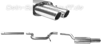 Bastuck Edelstahl Racing-Komplettanlage ab Kat VW Jetta 1KM Turbo 2x76mm rund eingerollt abgeschrägt ohne Absorber