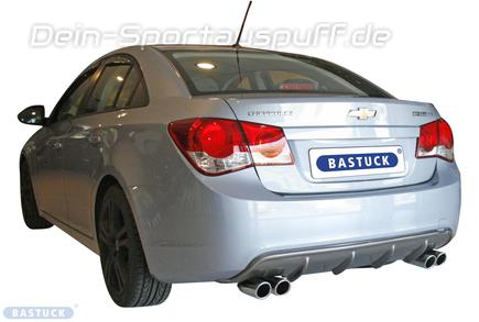Bastuck Edelstahl Duplex Sportauspuff inkl. Verbindungsrohr Chevrolet Cruze Diesel je 2x76mm rund eingerollt abgeschrägt ohne Absorber
