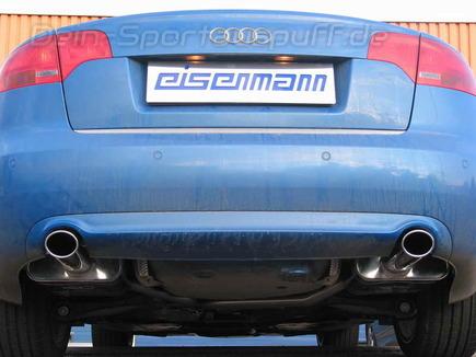 Eisenmann Edelstahl Duplex Sportauspuff Audi A4 B7 Limousine u. Avant Typ 8E je 1x90x70mm oval eingerollt abgeschrägt