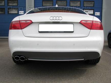 Eisenmann Edelstahl Komplettanlage ab Kat Audi A5 B8 Coupe inkl. Quattro Typ 8T 2.0 TFSI 2x90x70mm oval eingerollt abgeschrägt versetzt
