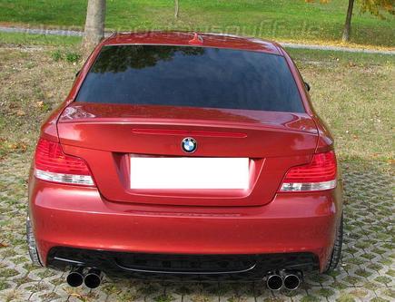 Eisenmann Edelstahl Duplex Sportauspuff inkl. Verbindungsrohr BMW 1er E82 Coupe u. E88 Cabrio 135i mit M-Paket-Heckschürze je 2x76mm rund scharf gerade versetzt