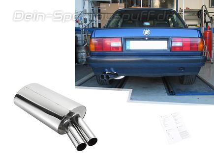 Eisenmann Edelstahl Sportauspuff BMW 3er E30 325i 2x70mm rund scharf gerade