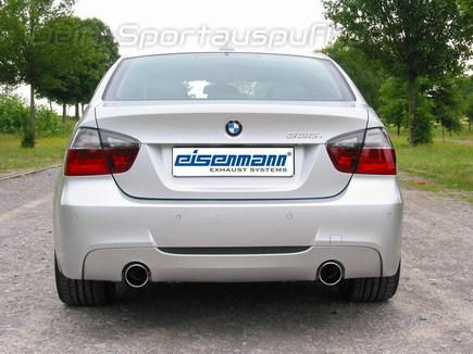 Eisenmann Edelstahl Duplex Sportauspuff BMW 3er E90 E91 Limousine u. Touring 335i je 1x102mm rund eingerollt