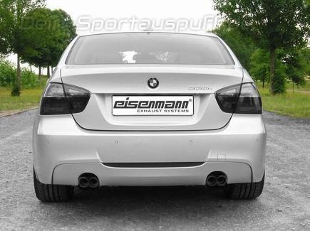 Eisenmann Edelstahl Duplex Sportauspuff BMW 3er E90 E91 Limousine u. Touring 335d je 2x76mm rund scharf abgeschrägt