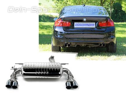 Eisenmann Edelstahl Duplex Sportauspuff BMW 3er F30 F31Limousine u. Touring 328i je 2x76mm rund scharf gerade