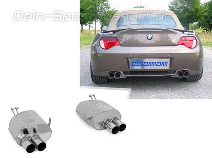 Eisenmann Edelstahl Duplex Sportauspuff BMW Z4 M E85 E86 Roadster u. Coupe 4 x 83mm rund scharf gerade