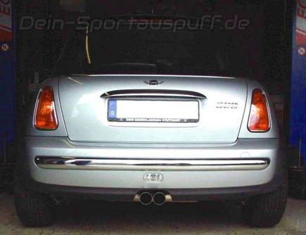 Eisenmann Edelstahl Sportauspuff Mittig MINI R52 One u. Cooper Cabrio 2x70mm rund scharf abgeschrägt