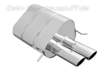 Eisenmann Edelstahl Sportauspuff Mercedes W209 Cabrio 2x90x70mm oval eingerollt abgeschrägt