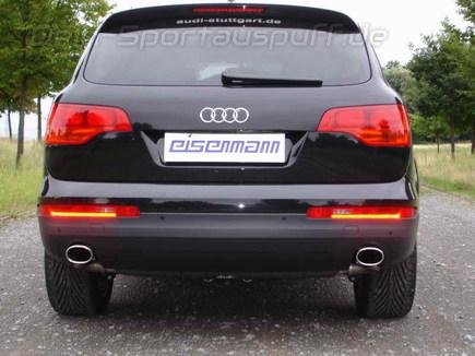 Eisenmann Edelstahl Duplex Sportauspuff RACE-Version Audi Q7 je 1x120x77mm oval eingerollt abgeschrägt ohne Absorber