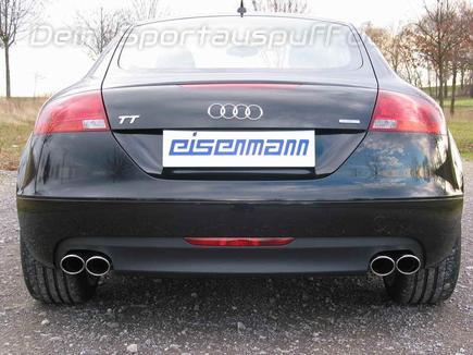 Eisenmann Edelstahl Duplex Sportauspuff RACE-Version Audi TT Quattro 8J Coupe u. Roadster je 2x90x70mm oval eingerollt abgeschrägt versetzt