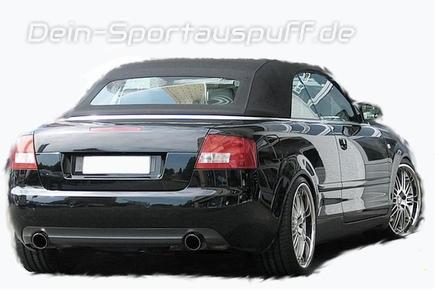 Eisenmann Edelstahl Duplex Sportauspuff RACE-Version Audi A4 B6 Cabrio Typ 8HE je 1x90mm rund scharf abgeschrägt